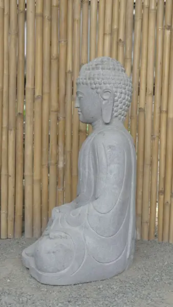 Product image 4 of the product “Seated Japanese Buddha made of Riverstone in Dhyana position - gesture of meditation, H. 100cm ”